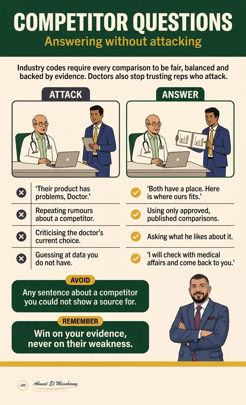 Competitor questions: Answering without attacking