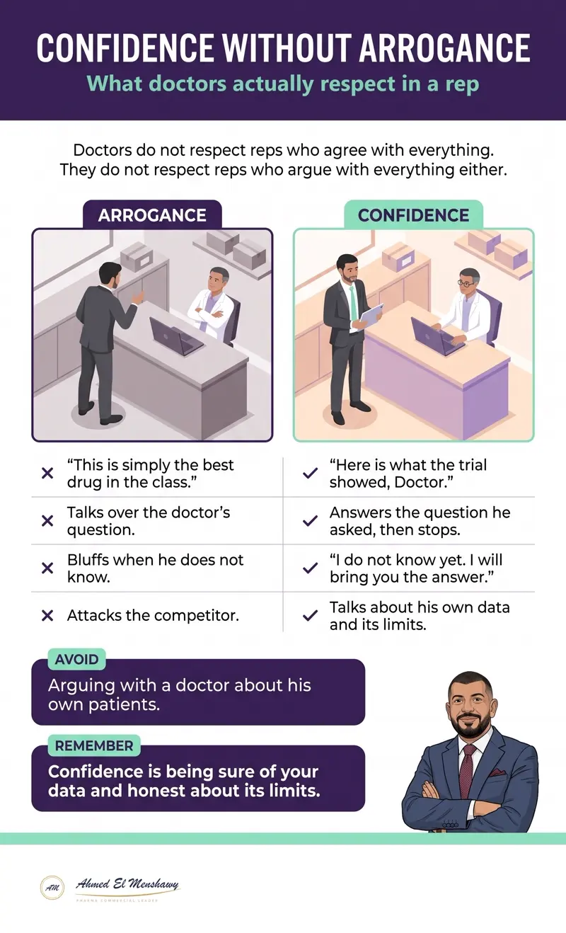 Confidence without arrogance: What doctors actually respect in a rep