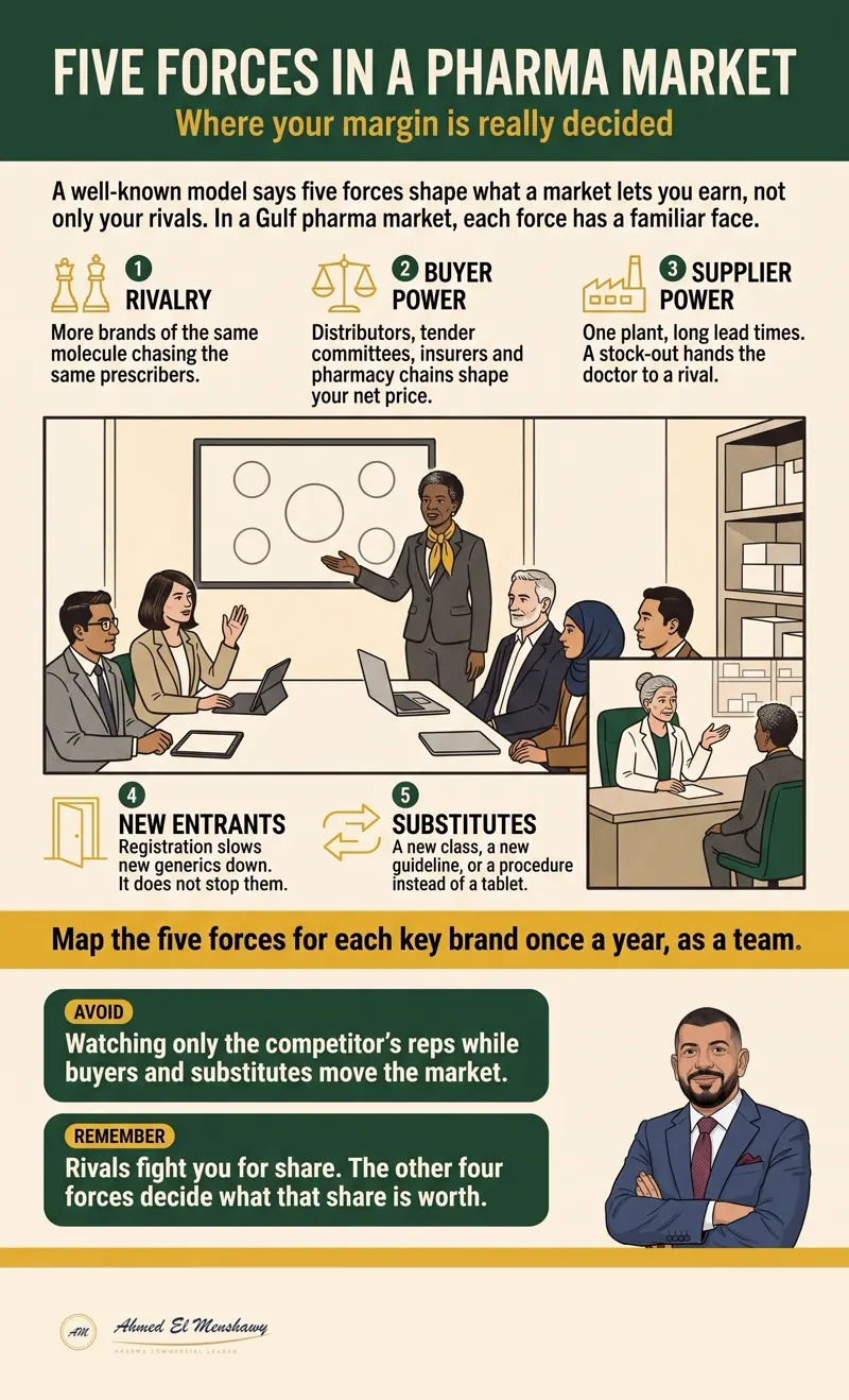 Five forces in a pharma market: Where your margin is really decided