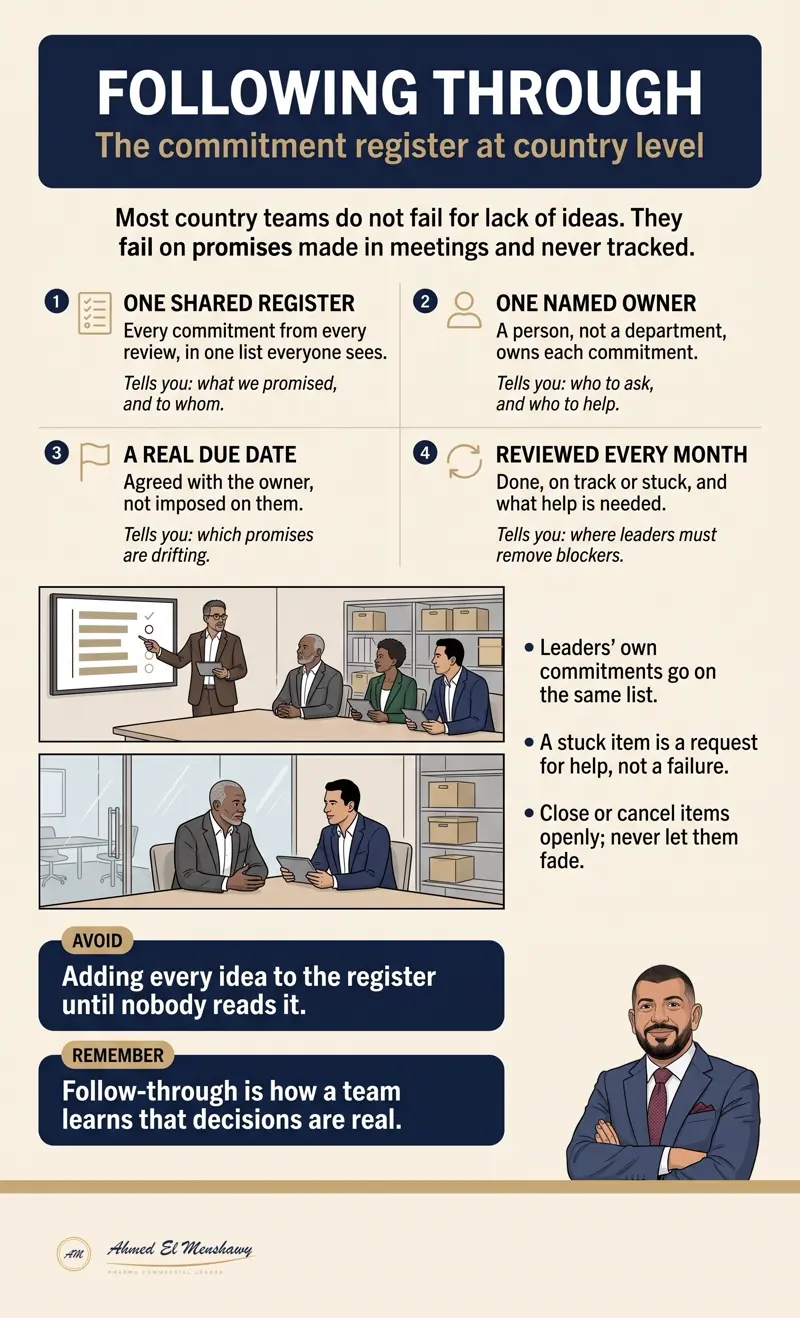 Following through: The commitment register at country level