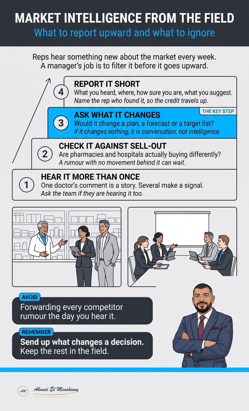 Market intelligence from the field: What to report upward and what to ignore