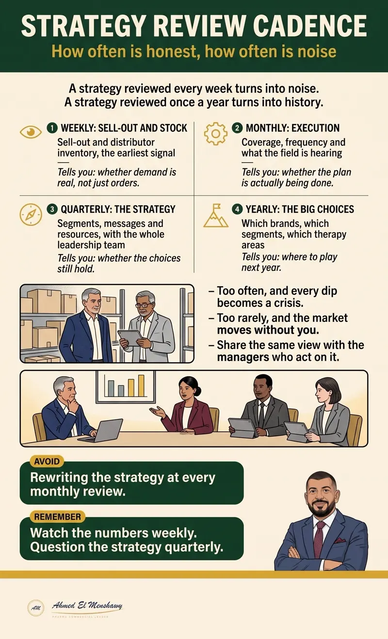 Strategy review cadence: How often is honest, how often is noise