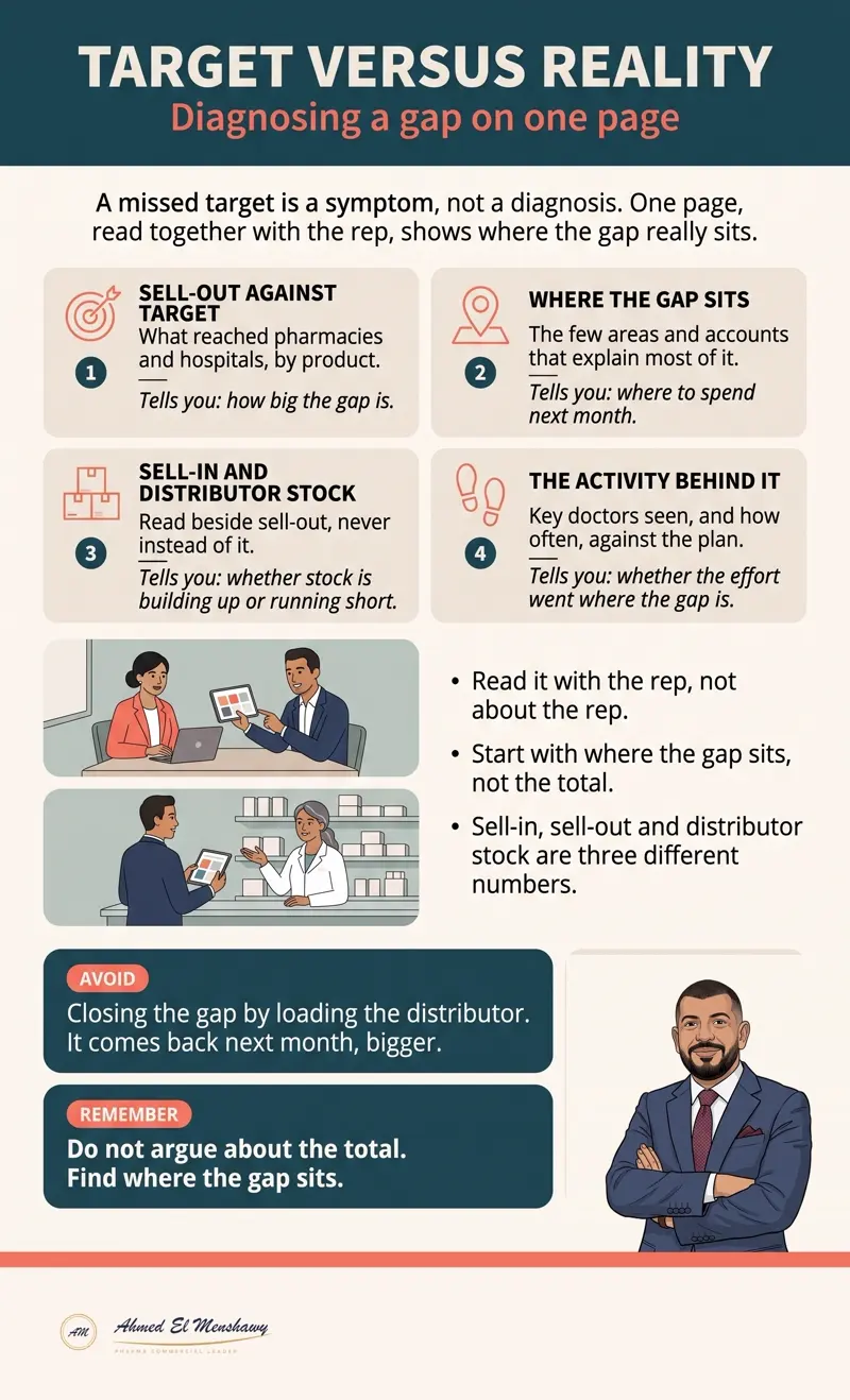 Target versus reality: Diagnosing a gap on one page