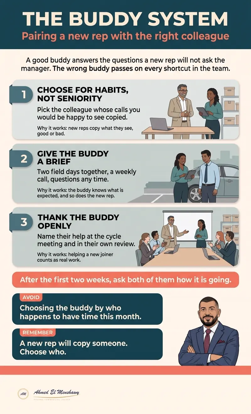 The buddy system: Pairing a new rep with the right colleague