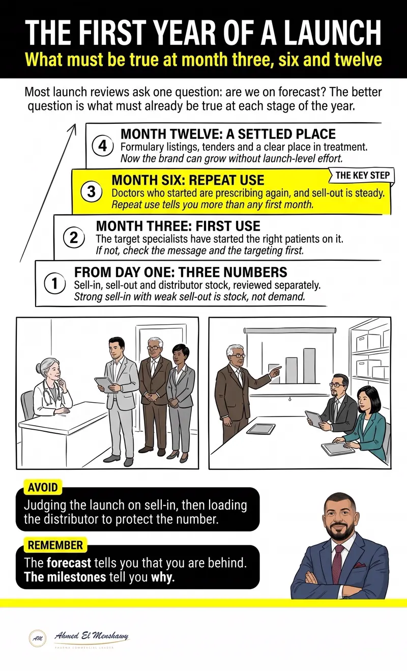 The first year of a launch: What must be true at month three, six and twelve