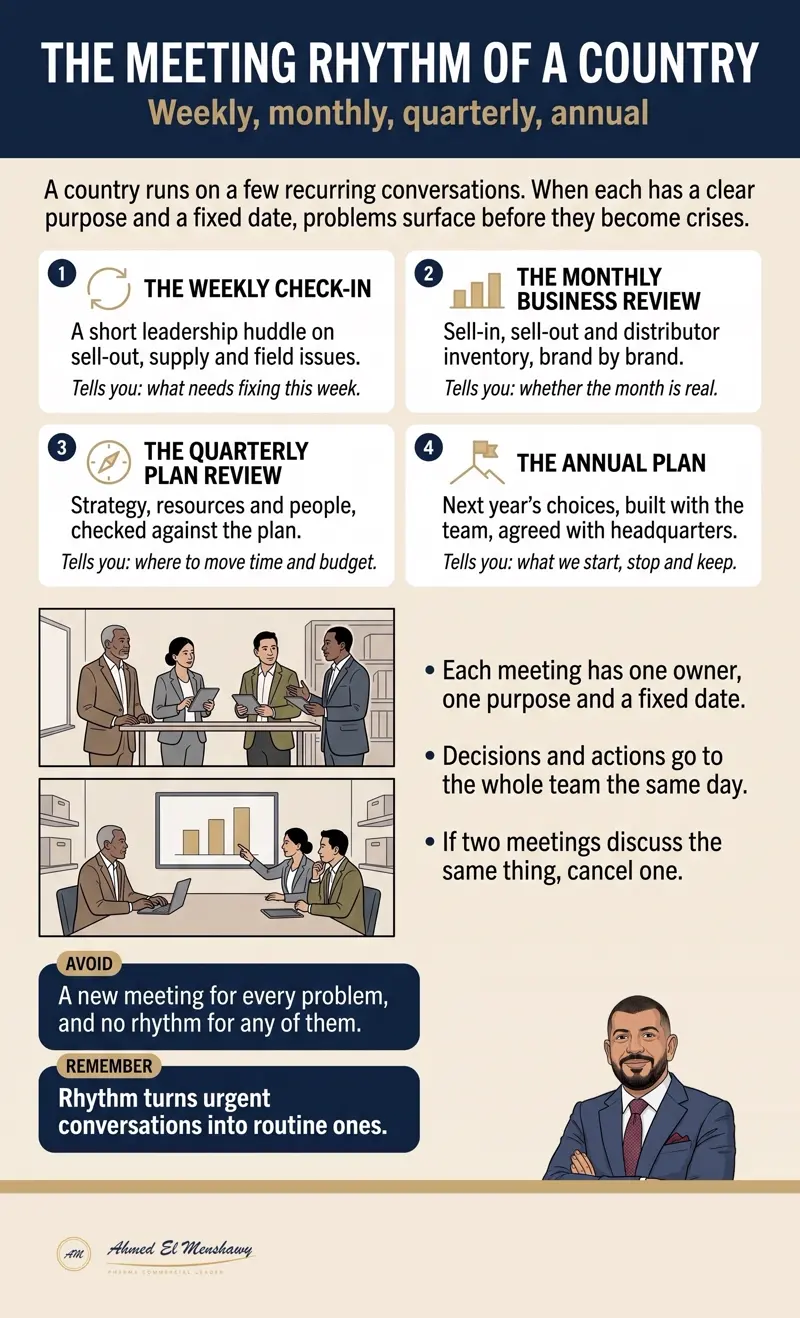 The meeting rhythm of a country: Weekly, monthly, quarterly, annual