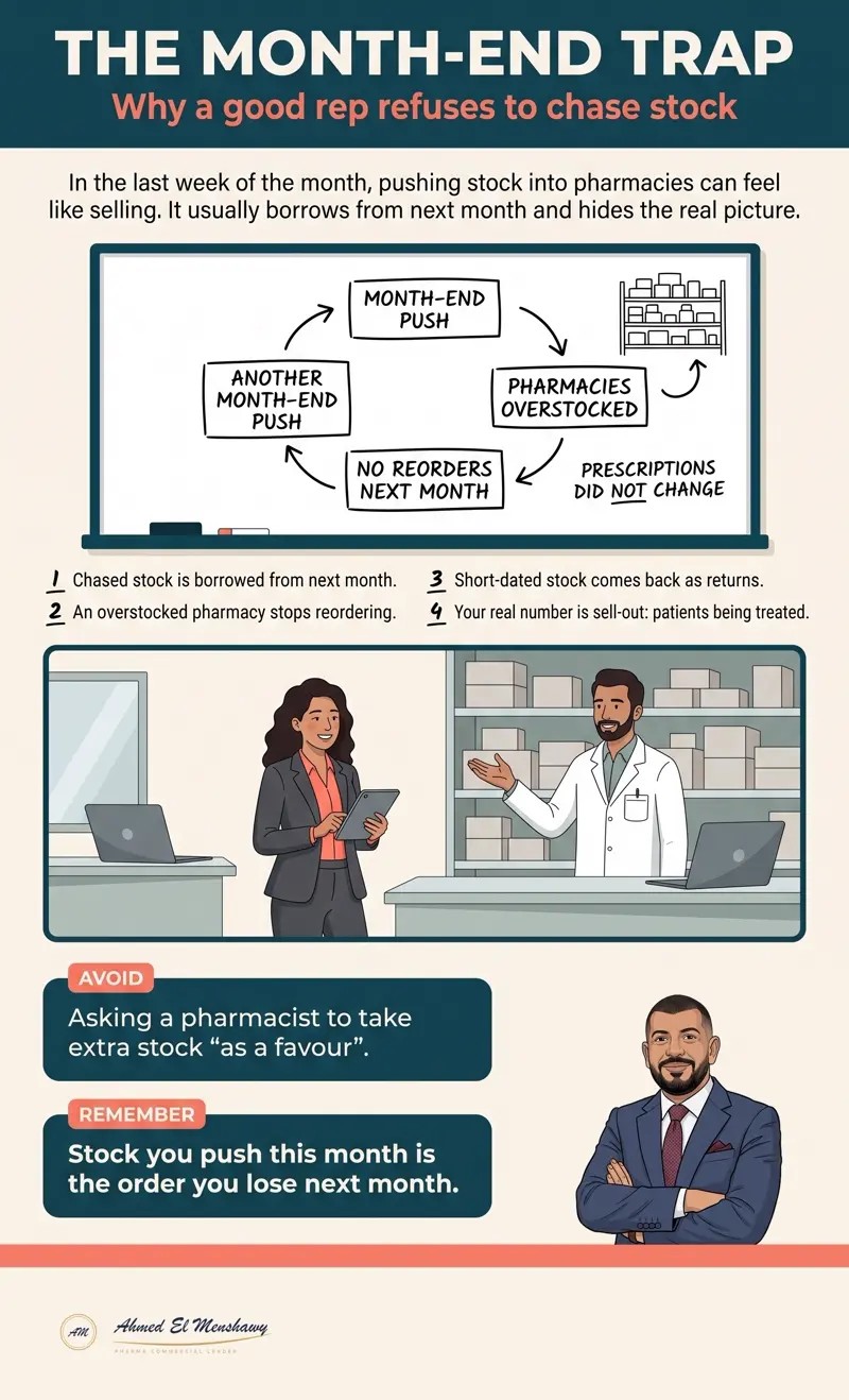 The month-end trap: Why a good rep refuses to chase stock