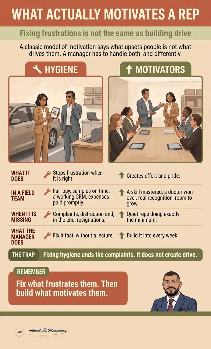 What actually motivates a rep: Fixing frustrations is not the same as building drive