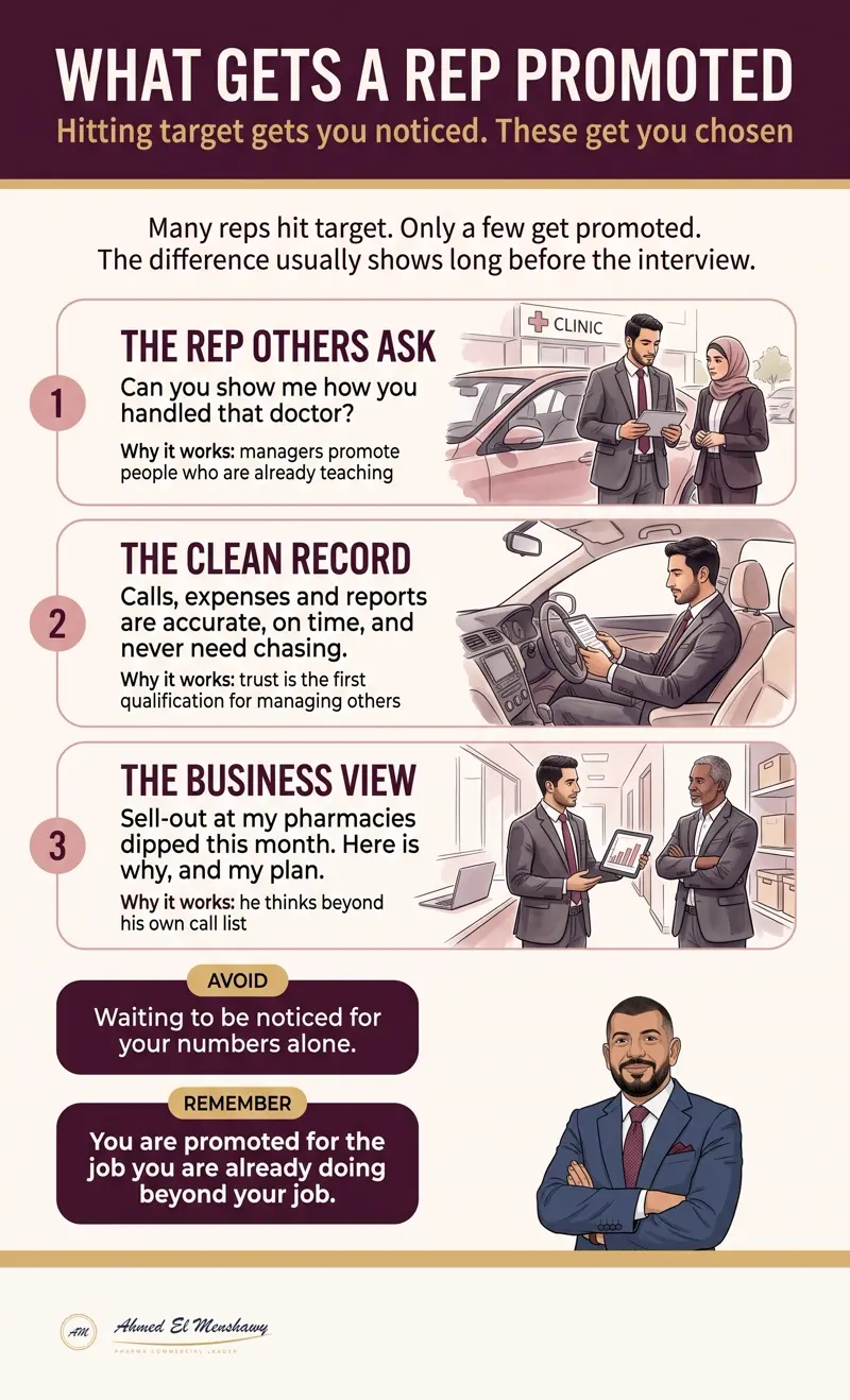 What gets a rep promoted: Hitting target gets you noticed. These get you chosen